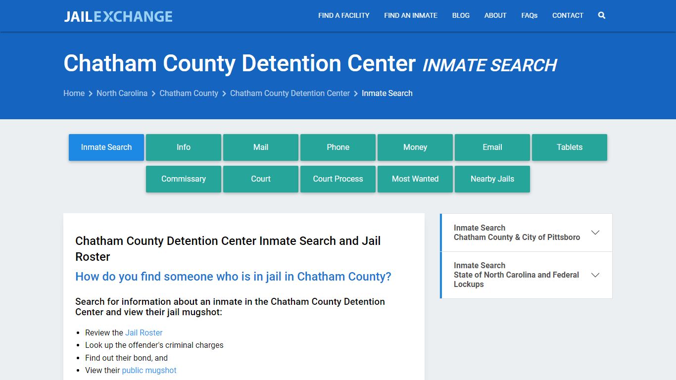 Chatham County Detention Center Inmate Search - Jail Exchange